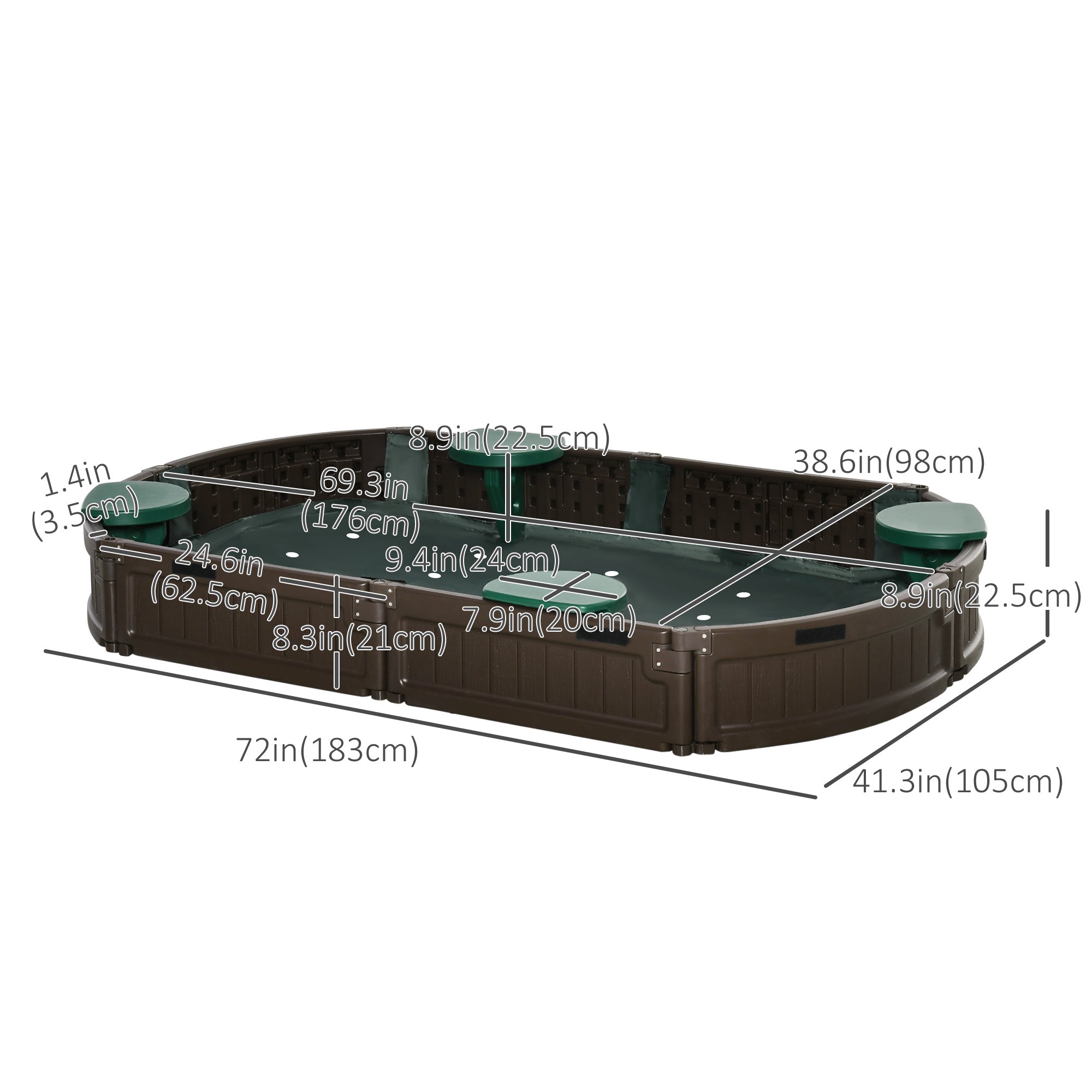 Outsunny Childrens Sandbox with Canopy Cover Corner Seats Easy Assembly Outdoor Sand Play Area for Garden Backyard 