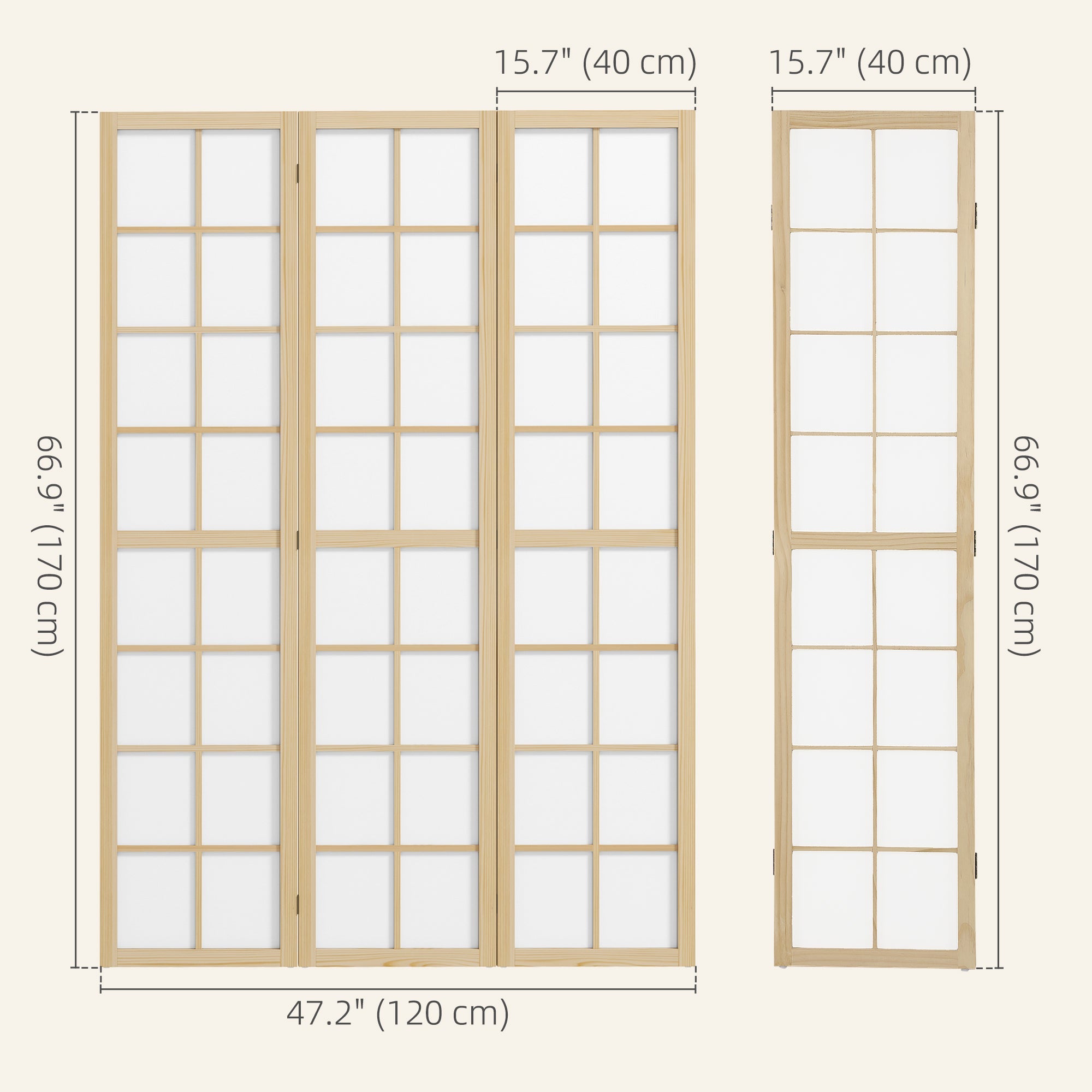 HOMCOM 3 Panel Room Divider, 5.6 ft Folding Wall Divider Room Partition for Home Office, Bedroom 