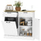 Hidden Garbage Bin Cabinet, Tilt Out Trash Cabinet w/ 2 Drawers, Freestanding Kitchen Island for Laundry, White