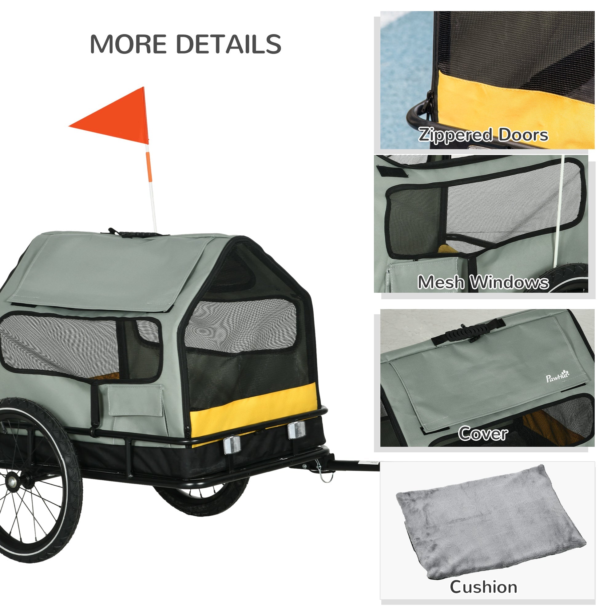 Aosom 3 in 1 Dog Bike Trailer, Pet Cargo, Pet Bed with Safety Leash, Hitch, Quick-Release Wheels, Cushion for Small Dogs 