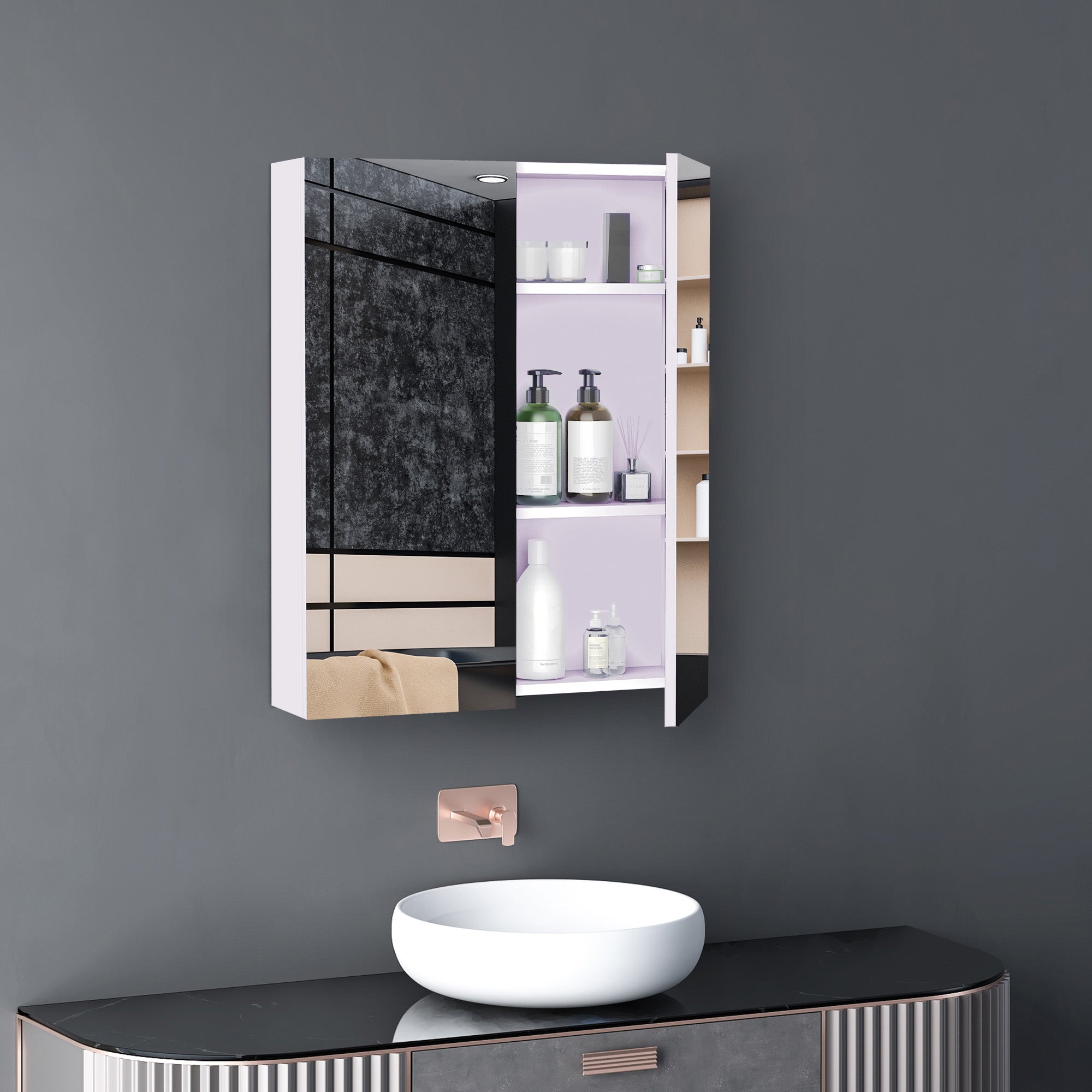 HOMCOM White Over Toilet Cabinet: Wall Mounted Bathroom Storage with Mirror & Adjustable Shelf Behind Double Doors 