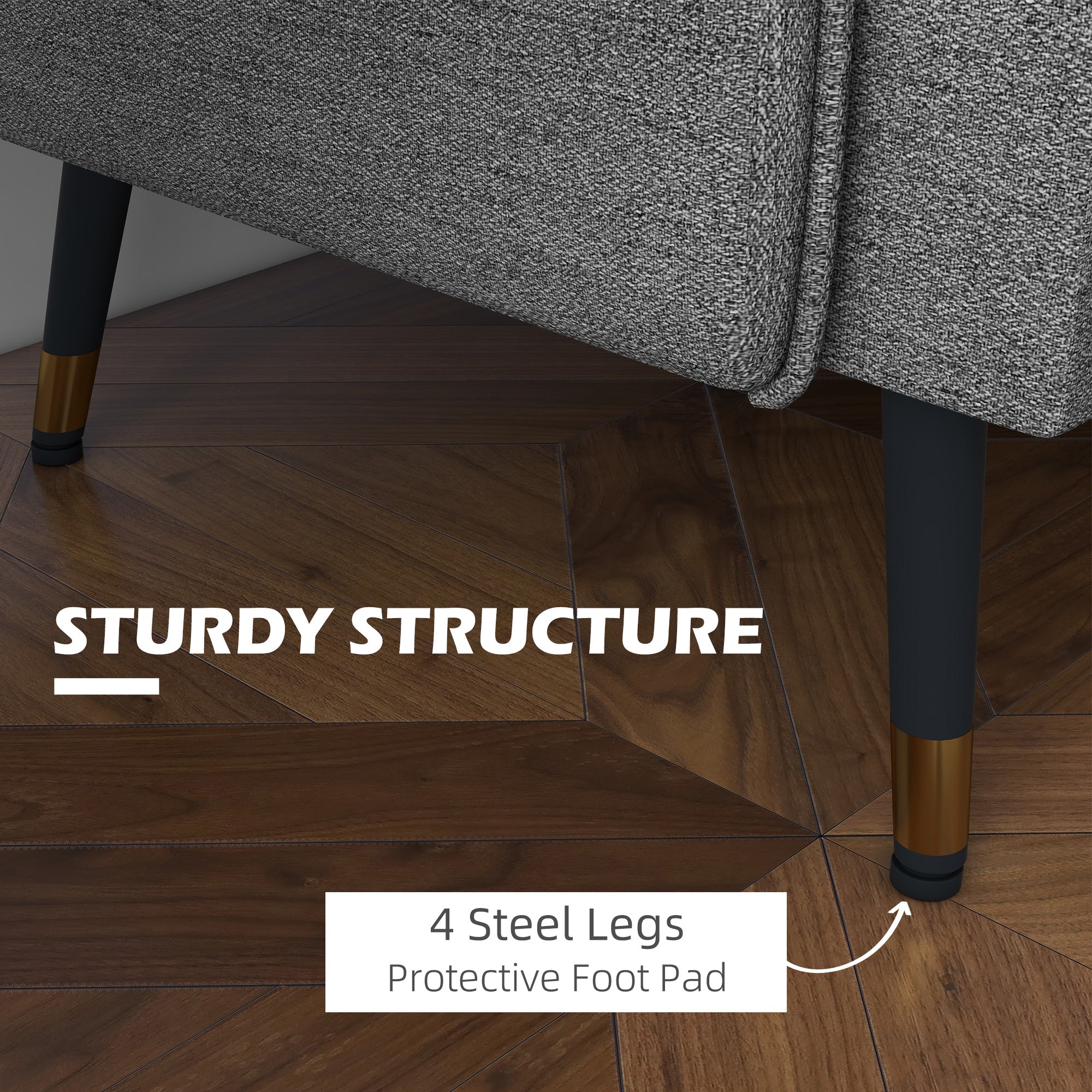 HOMCOM Modern 55" Fabric Loveseat Sofa Button Tufted Back Steel Legs Bedroom Living Room Dark Grey 