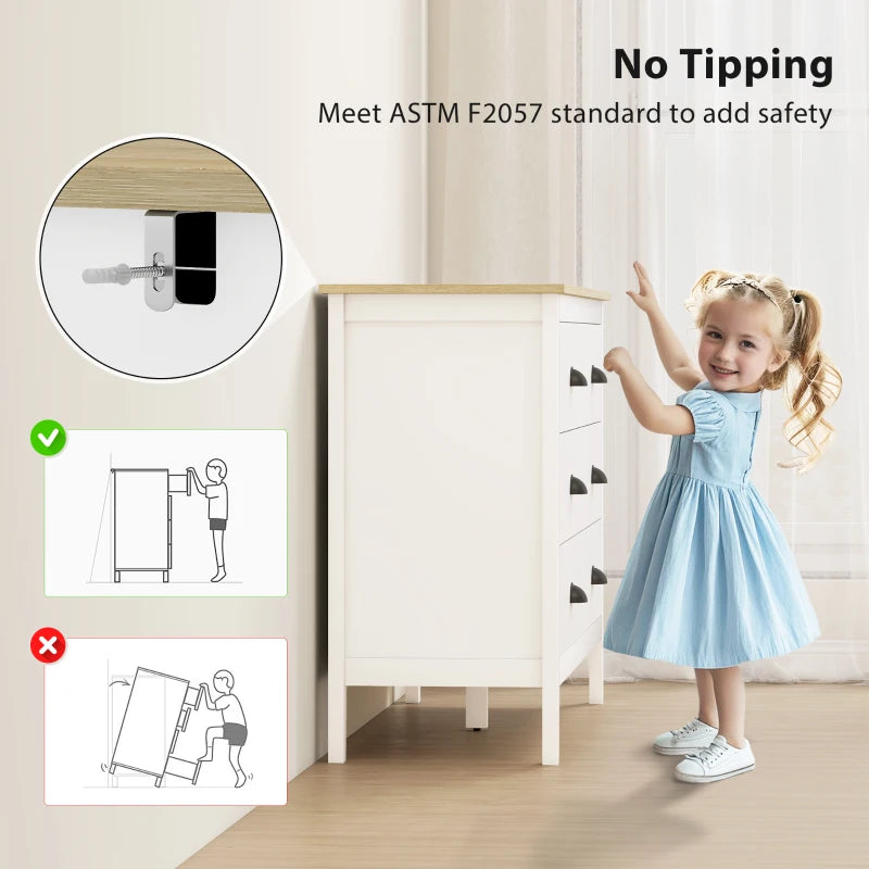 Chest of Drawers with Quiet Slides, Modern 6 Drawer Dresser for Bedroom, Closet, Living Room, Entryway, White