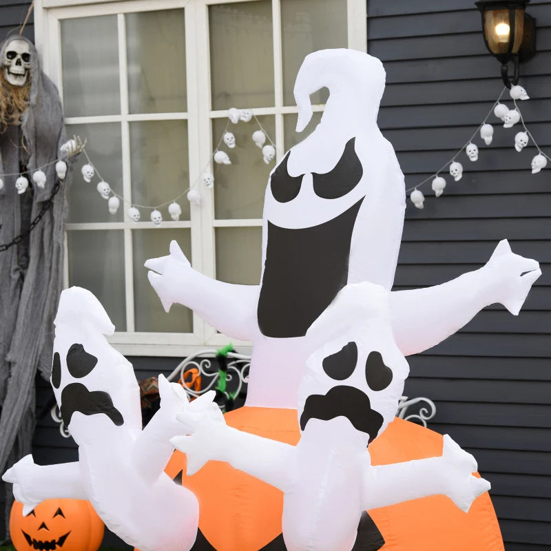 HOMCOM Inflatable Haunted Tree – LED Lighted Halloween Decoration with Owl, Ghost, and Pumpkins 