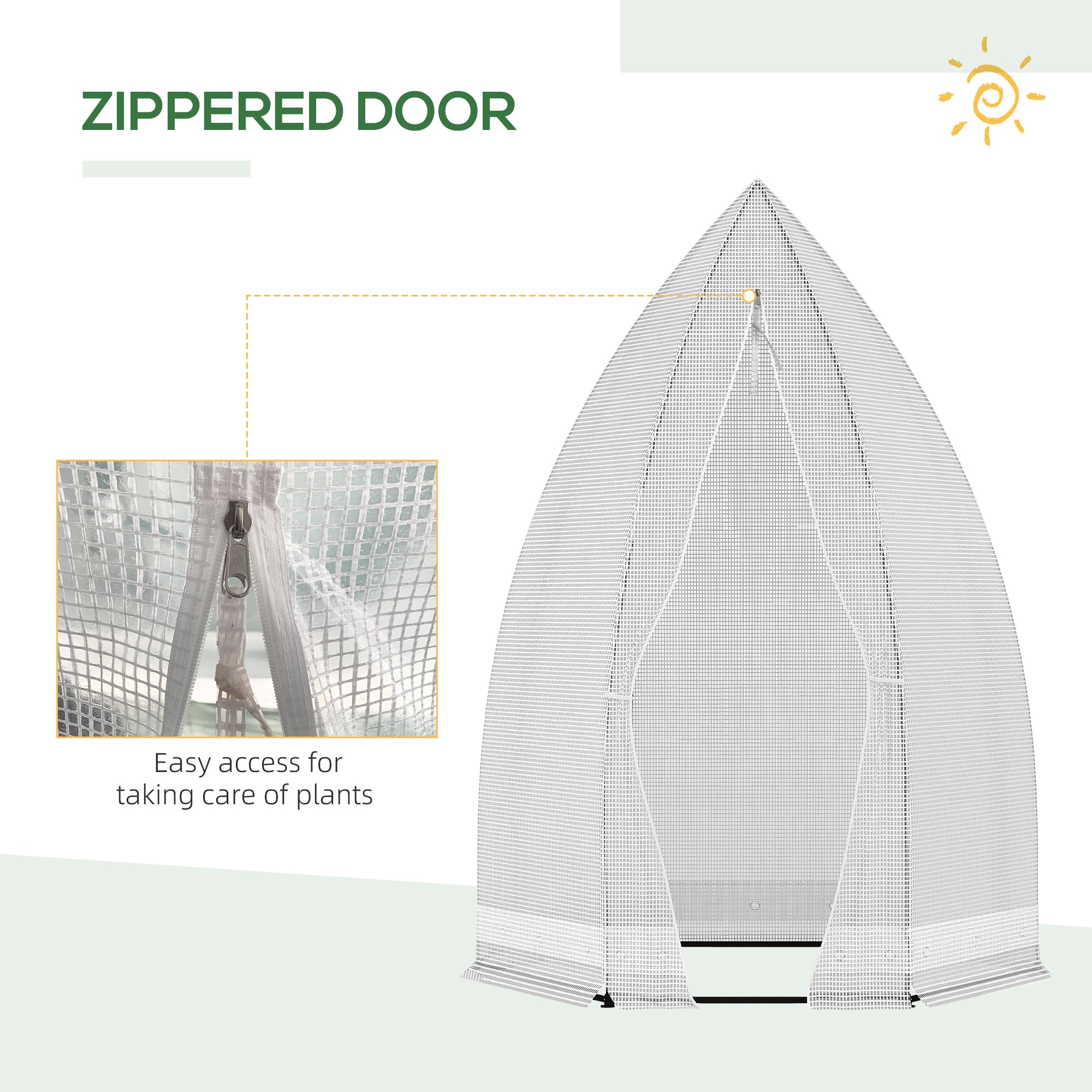 Outsunny Portable Greenhouse: 55"x55"x71" White Zippered Door Outdoor Garden Patio Hot House 