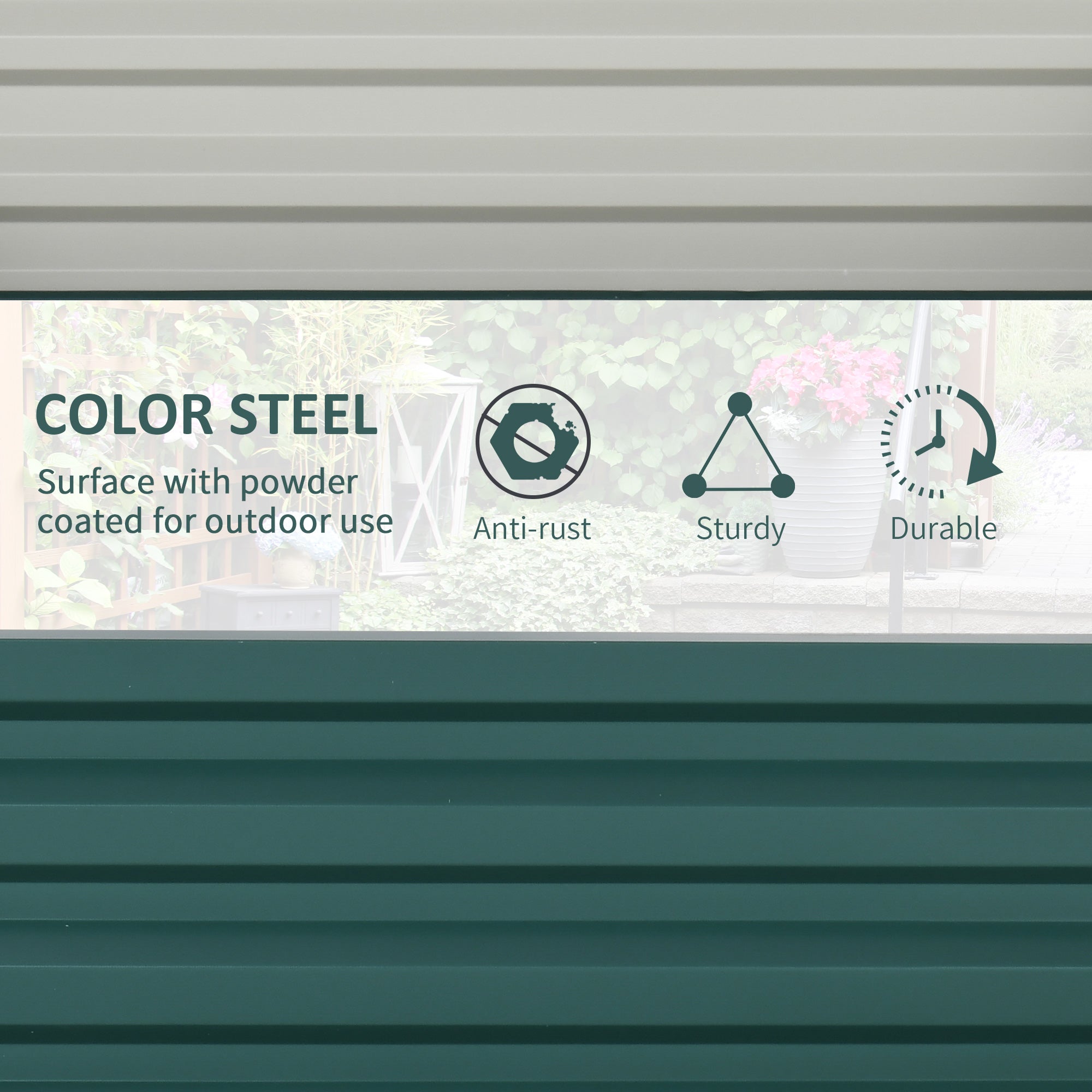 Outsunny Raised Planter Box 4'x4'x1' Galvanized Steel Garden Bed Vegetables Flowers Herbs Gardening Patio Green 