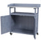 Outsunny Outdoor Wooden Potting Bench with Storage Cabinet, Aluminum Tabletop, Rubber Wheels for Backyard, Patio, Balcony, Grey
