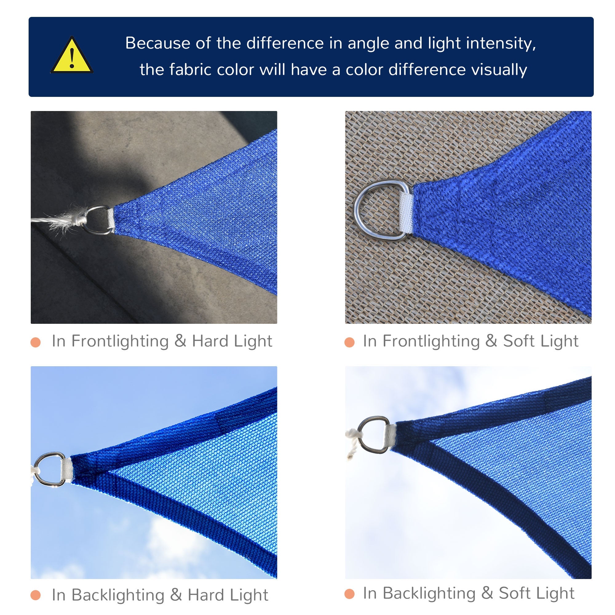 Outsunny Triangular Retreat: 16.5' Sun Sail Shade Canopy, UV Guard Outdoor Patio Shelter, Blue with Carry Bag 