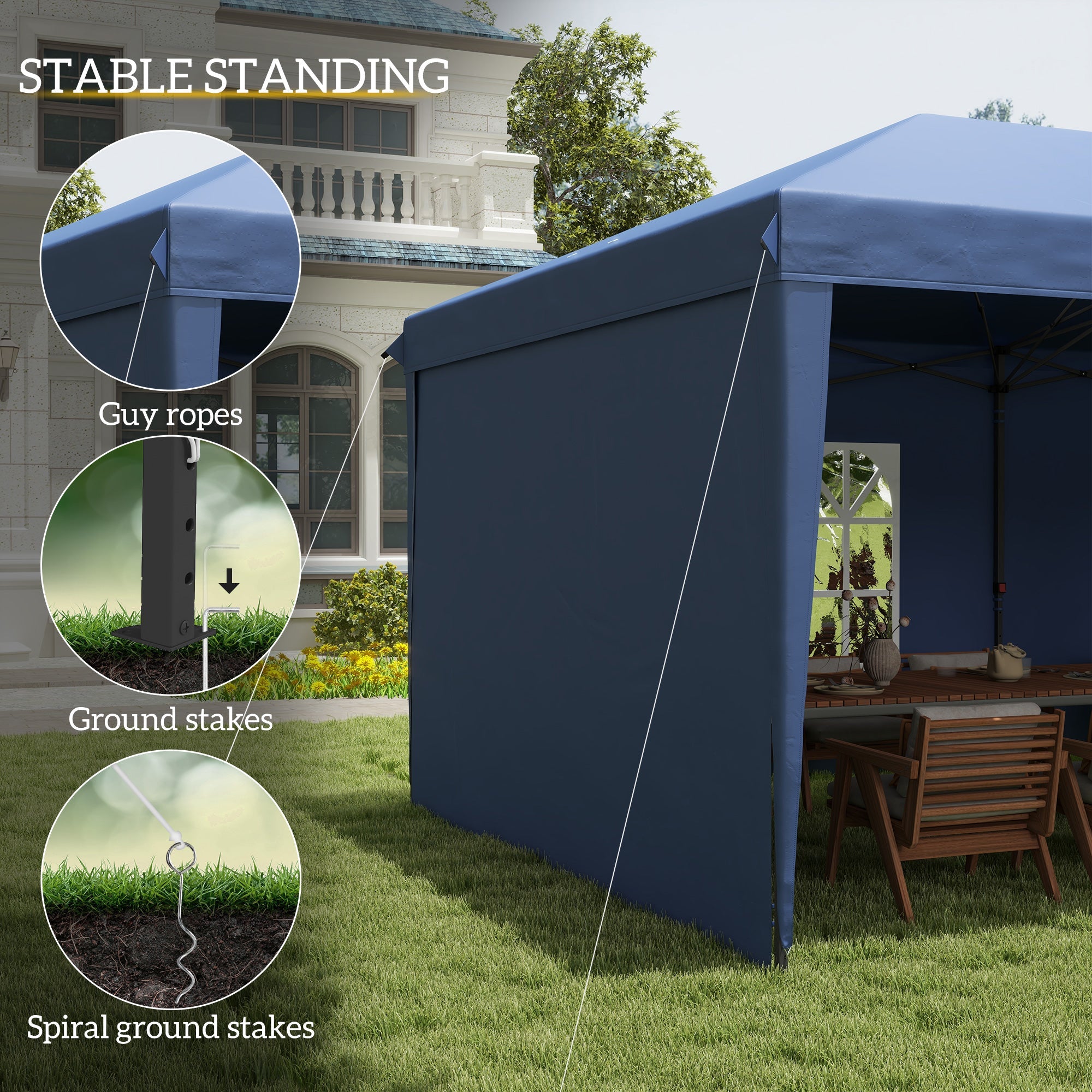 Outsunny 10' x 20' Outdoor Pop Up Canopy Tent Party Tent Instant Shelter W/ Carrying Bag, Blue 