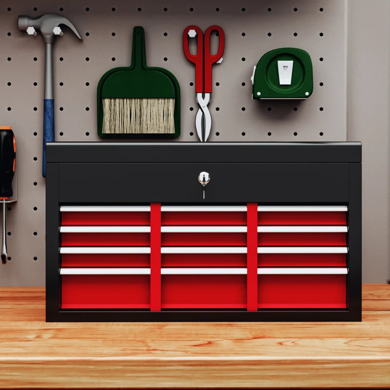 6 Drawer 24" Portable Tool Box with Top Case, Ball Bearing Slides, Metal Tool Chest for Garage, Household and Warehouse
