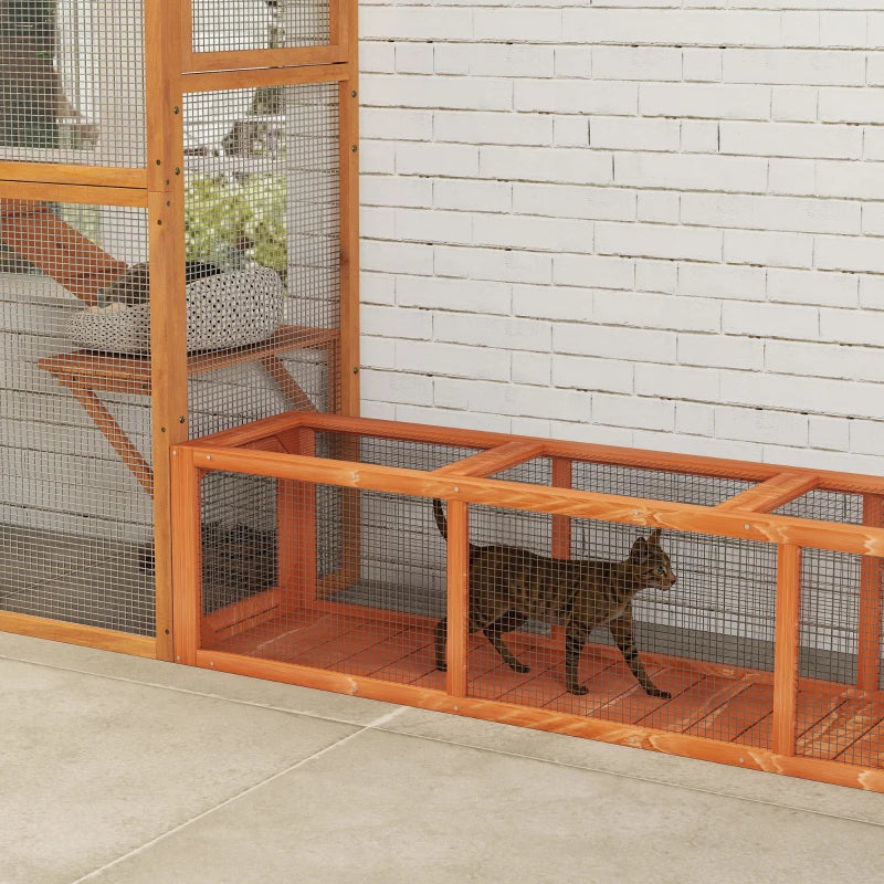 79" Long Cat Tunnel, Cat shelter L- Shape with Extendable Design, Cat Enclosure for Indoor/Outdoor Use, Orange