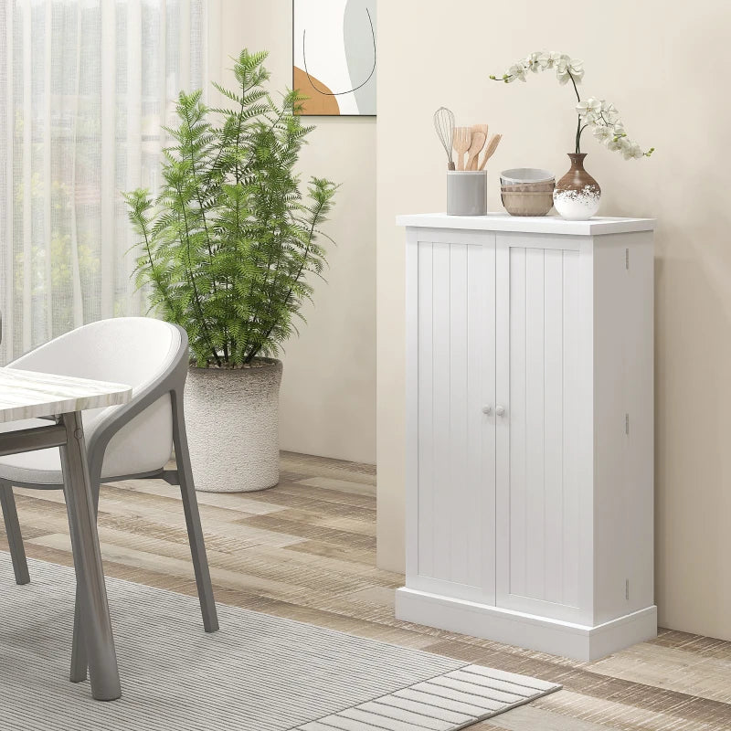 Freestanding Kitchen Pantry Storage Cabinet Kitchen Cabinet with 5-Tier Shelf 12 Spice Racks Adjustable Shelves White