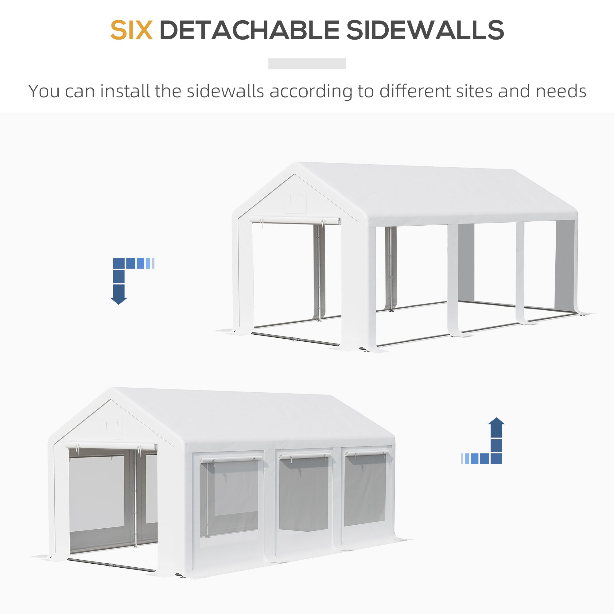 Outsunny 20' x 10' Party Tent Canopy, Gazebo Tent with 6 Removable Side Walls and Windows for Outdoor Event, White 