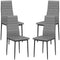 HOMCOM Dining Chairs - Modern Set of 4, High Back with PU Leather Upholstery & Metal Legs in Grey