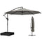 9.6 ft Offset Patio Umbrella with Sandbag, Garden Hanging Banana Cantilever Parasol with 360° Rotation, Grey