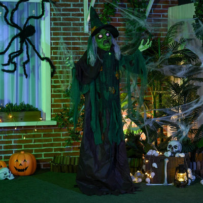 HOMCOM 62” Life-Size Outdoor Halloween Crawling Zombie – Animated Prop with Sound, Motion Activation & Light-Up Eyes 