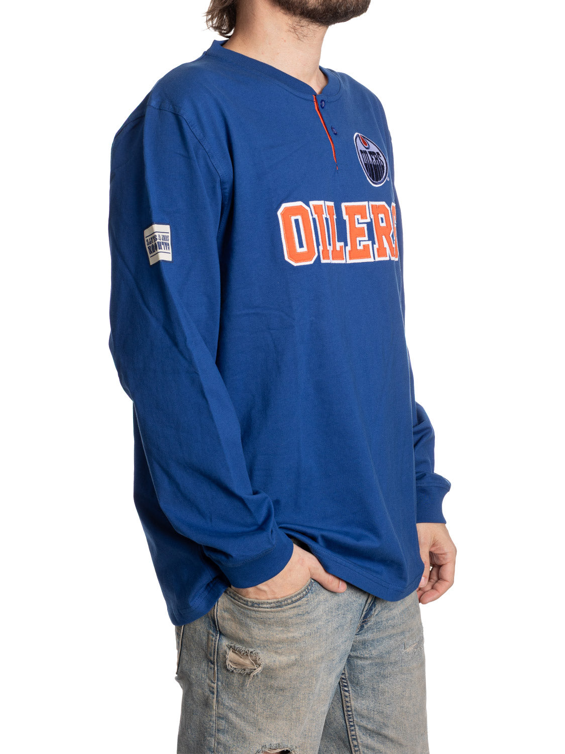 Edmonton Oilers Long Sleeve Henley- Presale 