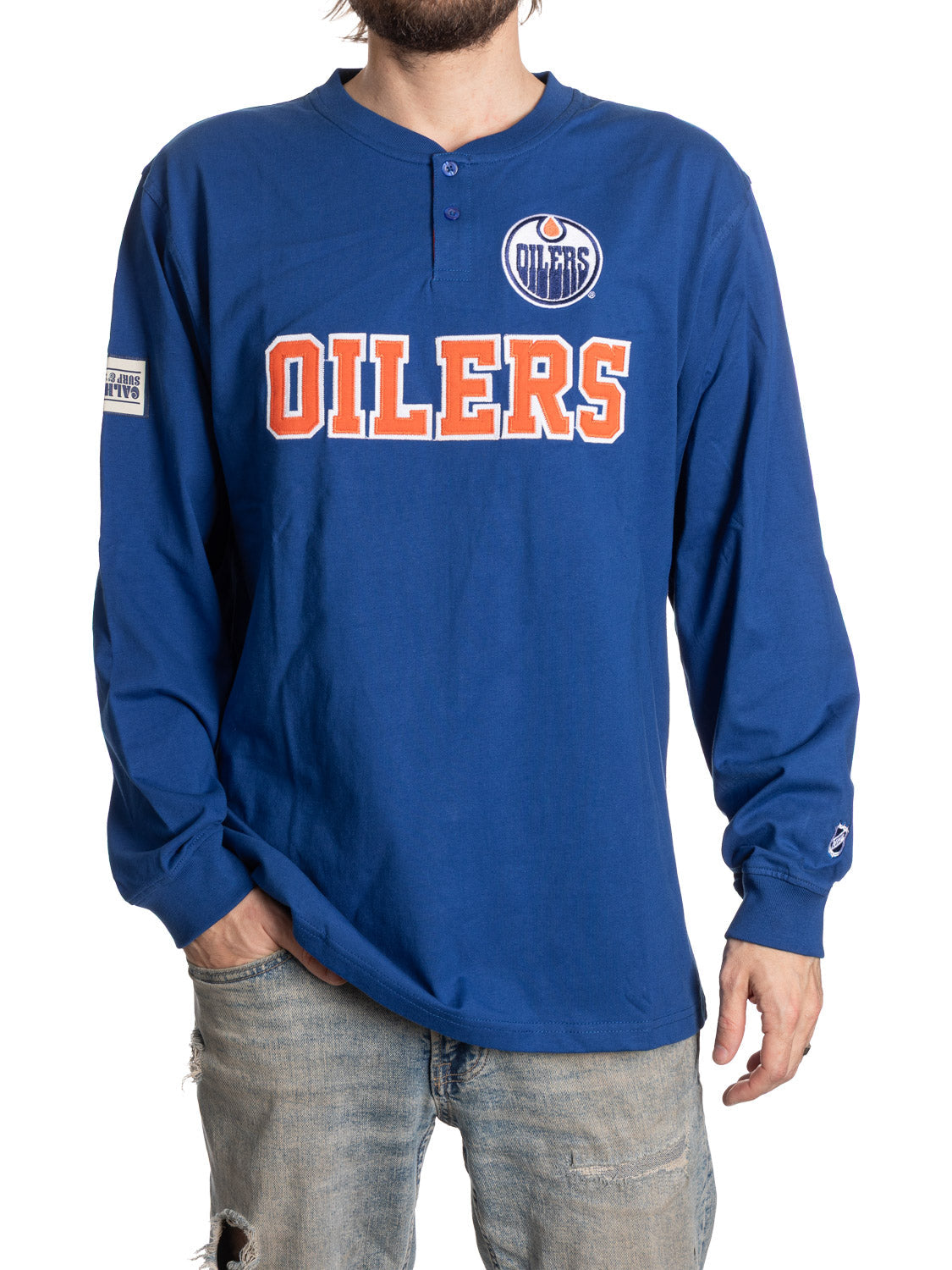 Edmonton Oilers Long Sleeve Henley- Presale 