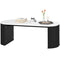 Coffee Table, Modern Marble-Effect Living Room Table with Round Corners and Thicken Legs, Black