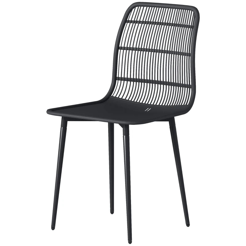 Outdoor Dining Chairs Set of 4, Patio Chairs with Slotted Backrest, Black