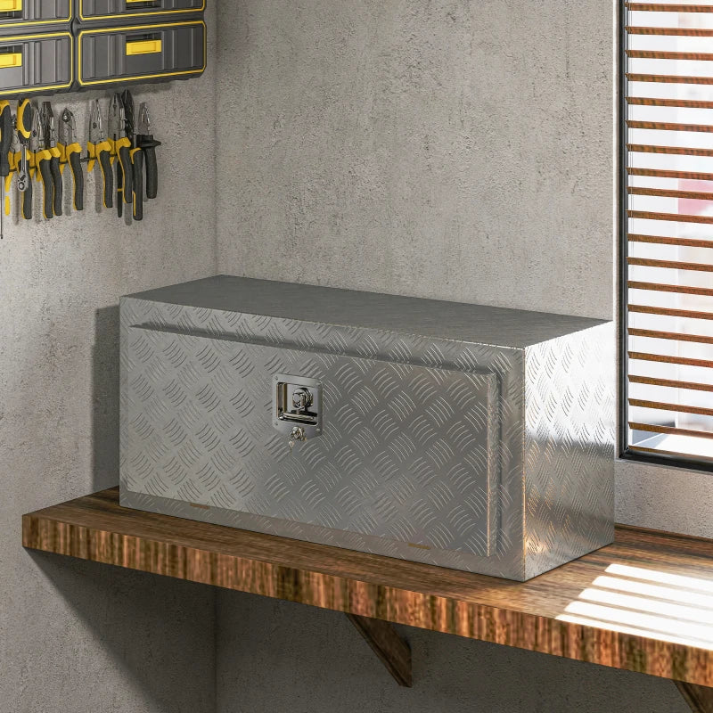 Heavy Duty Aluminum Truck Bed Tool Box, 36 Inch Wavy Plate Tool Box Chest, Waterproof Storage Toolbox Chest Organizer