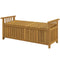 Wooden Bench with Storage Box, Outdoor Exterior Bench with Armrests for Patio Garden Balcony, Brown