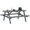 Wood Picnic Table, Camping Table and Bench Set with Umbrella Hole for Outdoor, Garden, Patio, Backyard, Grey