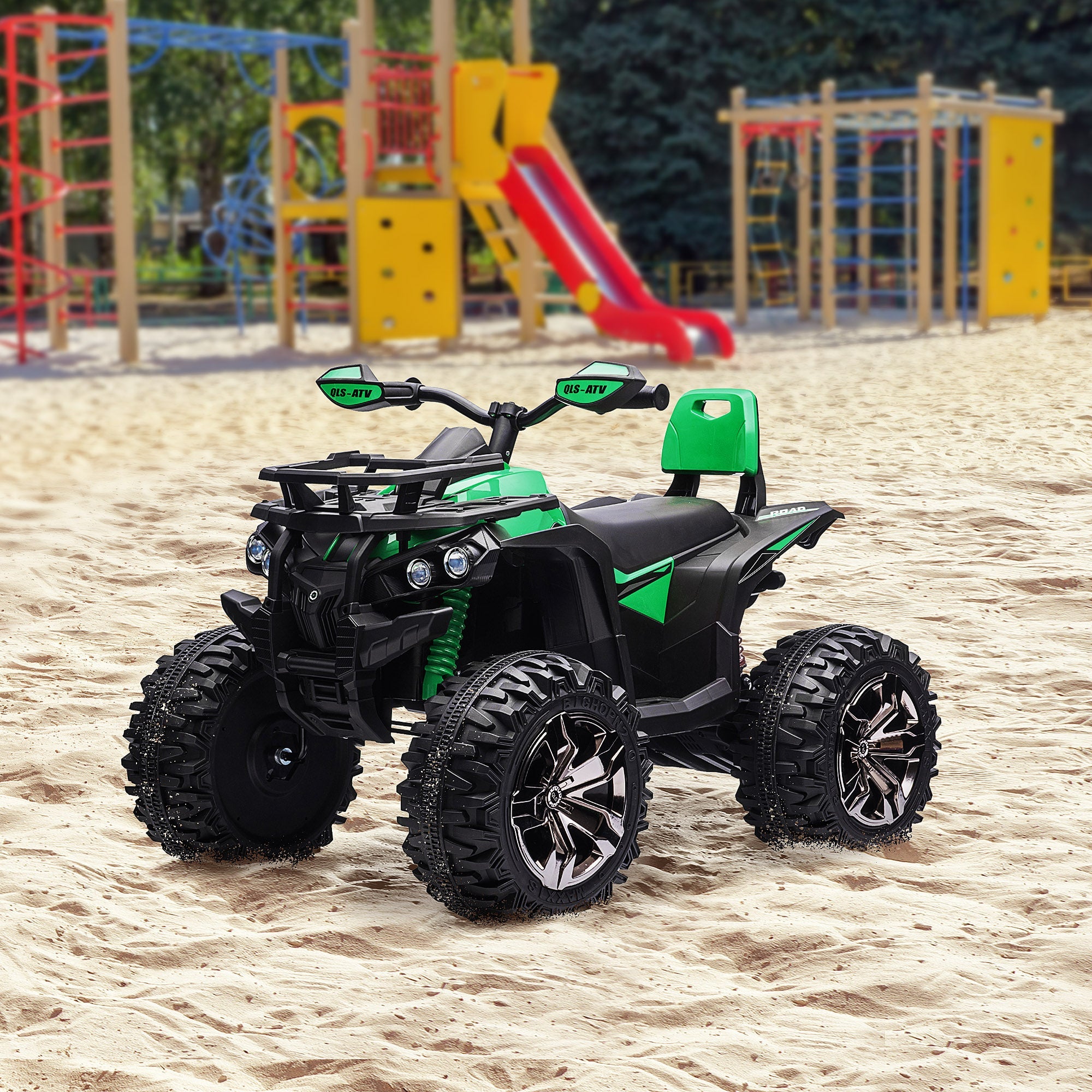 Aosom 12V Kids 4-Wheeler ATV: MP3, Headlights, Battery Powered, Green 