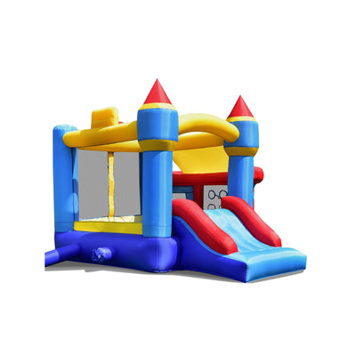 Castle Slide Inflatable Bounce House with Ball Pit and Basketball HoopÂ 