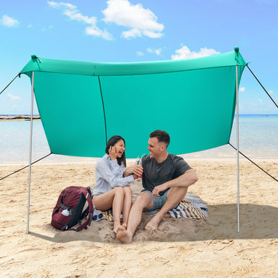 10 Foot Ride 9 Foot Family Beach Tent Canopy Sunshade with 4 Poles-GreenÂ 