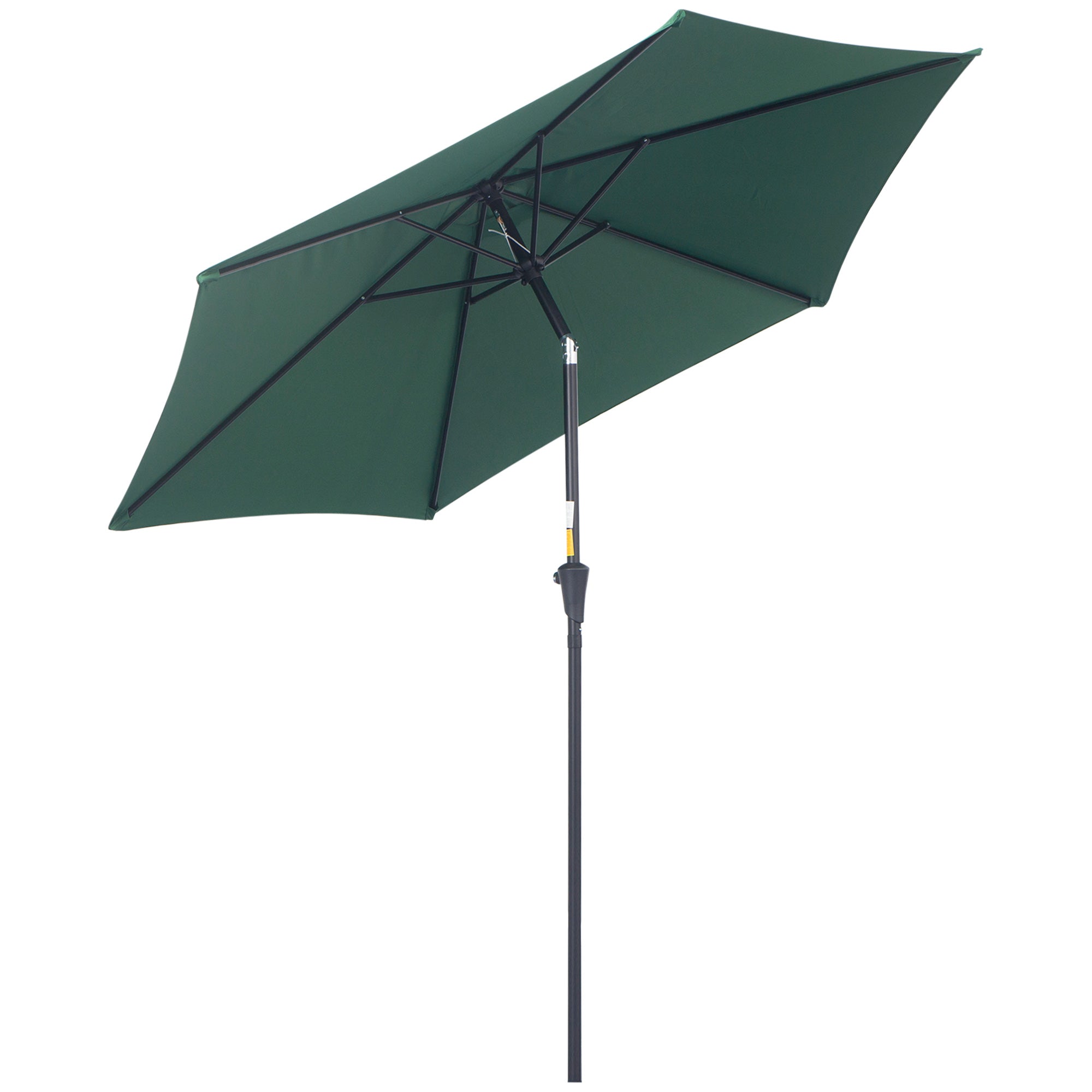 Outsunny Garden Oasis Parasol: 9' Round Aluminum 6 Rib Tilting Canopy Umbrella with Crank Green 
