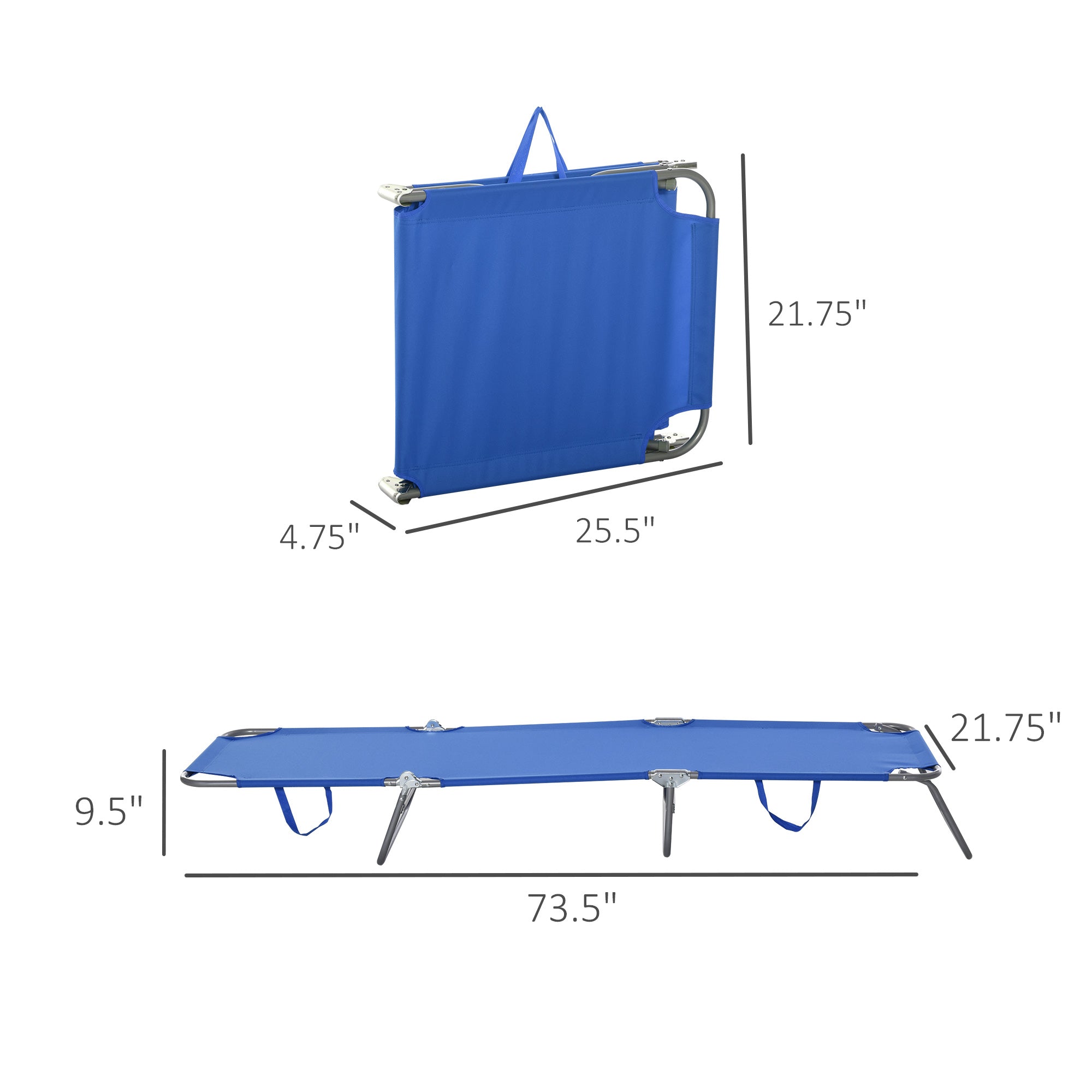Outsunny Portable Folding Beach Lounger Reclining Outdoor Chair Patio Sun Lounge Bed Camping Cot Blue Durable 
