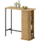 Tambour Bar Height Table with 3 Storage Shelves Rectangular Bar Table with Metal Frame for Kitchen Dining Room Natural