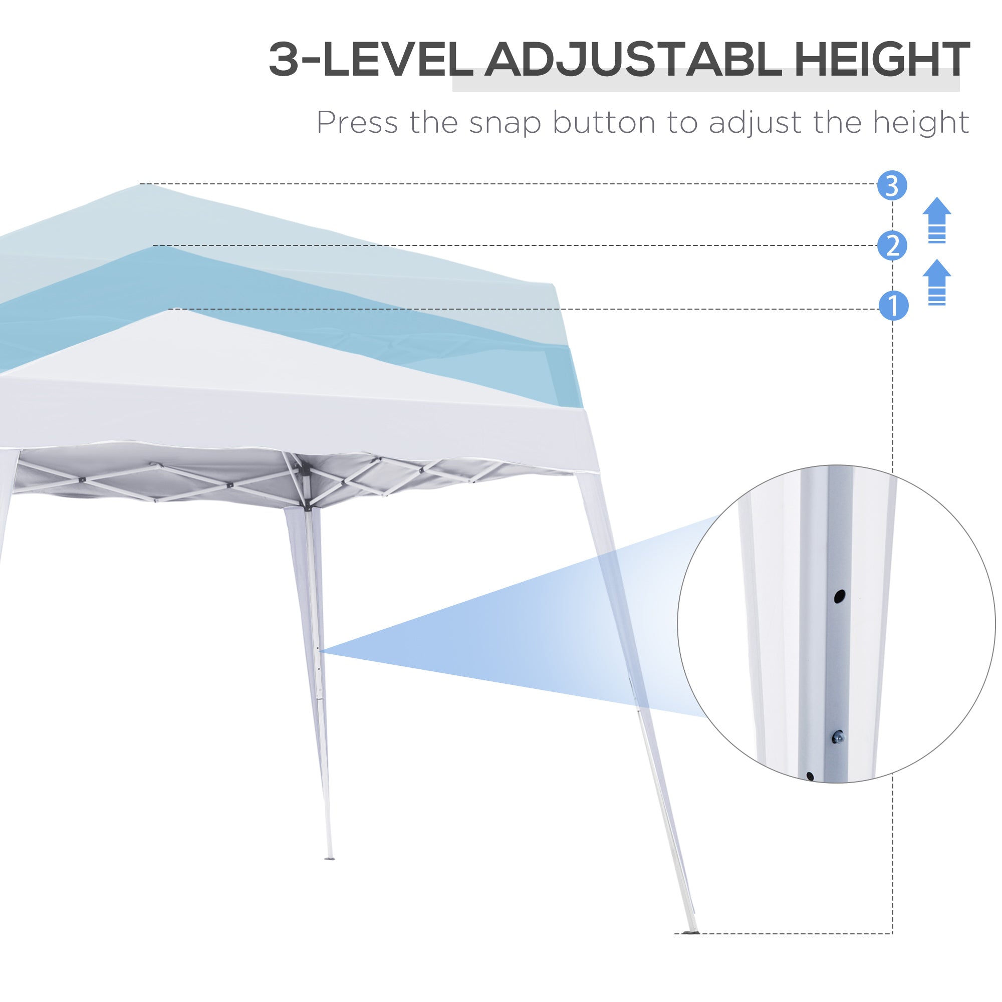 Outsunny 8' x 8' Pop Up Canopy, Outdoor Foldable Tent, Portable Canopy Tent with Carrying Bag for Camping, Party, Picnic, White 