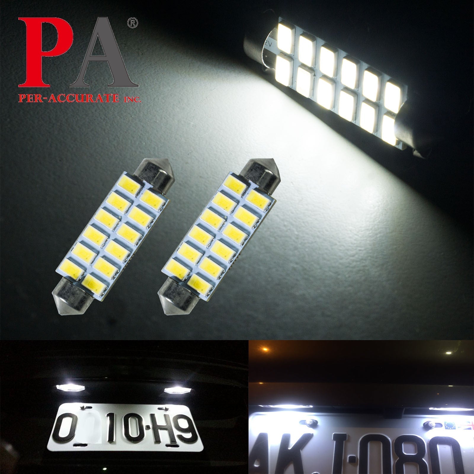 Fit For 1999-2004 Ford Mustang GT 41MM 42MM custom LED Dome Rear Reading Light Bulb 12V | White (2 Bulbs) 