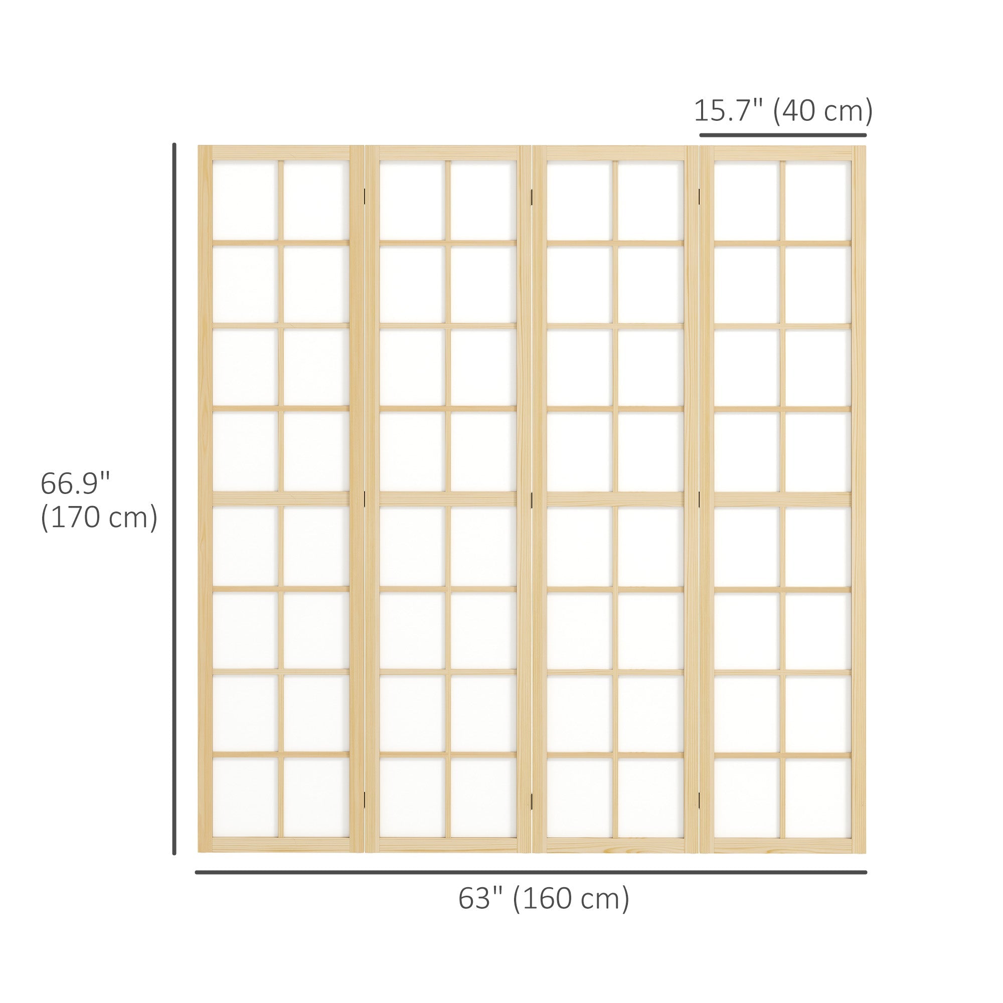 HOMCOM 4 Panel Room Divider, 5.6 ft Folding Wall Divider Room Partition for Home Office, Bedroom, Living Room 
