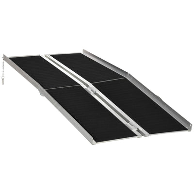 HOMCOM Foldable Aluminum Scooter Ramp: 6ft Non-Skid PVC Surface, Portable Mobility Assistance for Effortless Movement 