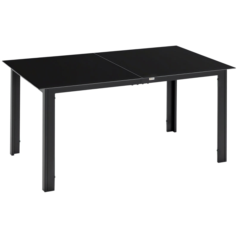 Aluminium Outdoor Dining Table for 6, 59" x 35" Rectangle Patio Table with Tempered Glass Tabletop, for Garden, Backyard, Lawn, Balcony, Black
