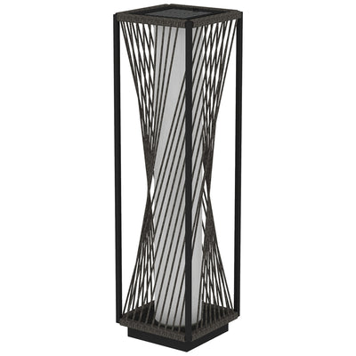 Outsunny Rattan Solar Floor Lamp, Decorative Outdoor Lamp with Auto On/Off LED Lights, IP44 for Patio, Porch, Pathway, Grey 
