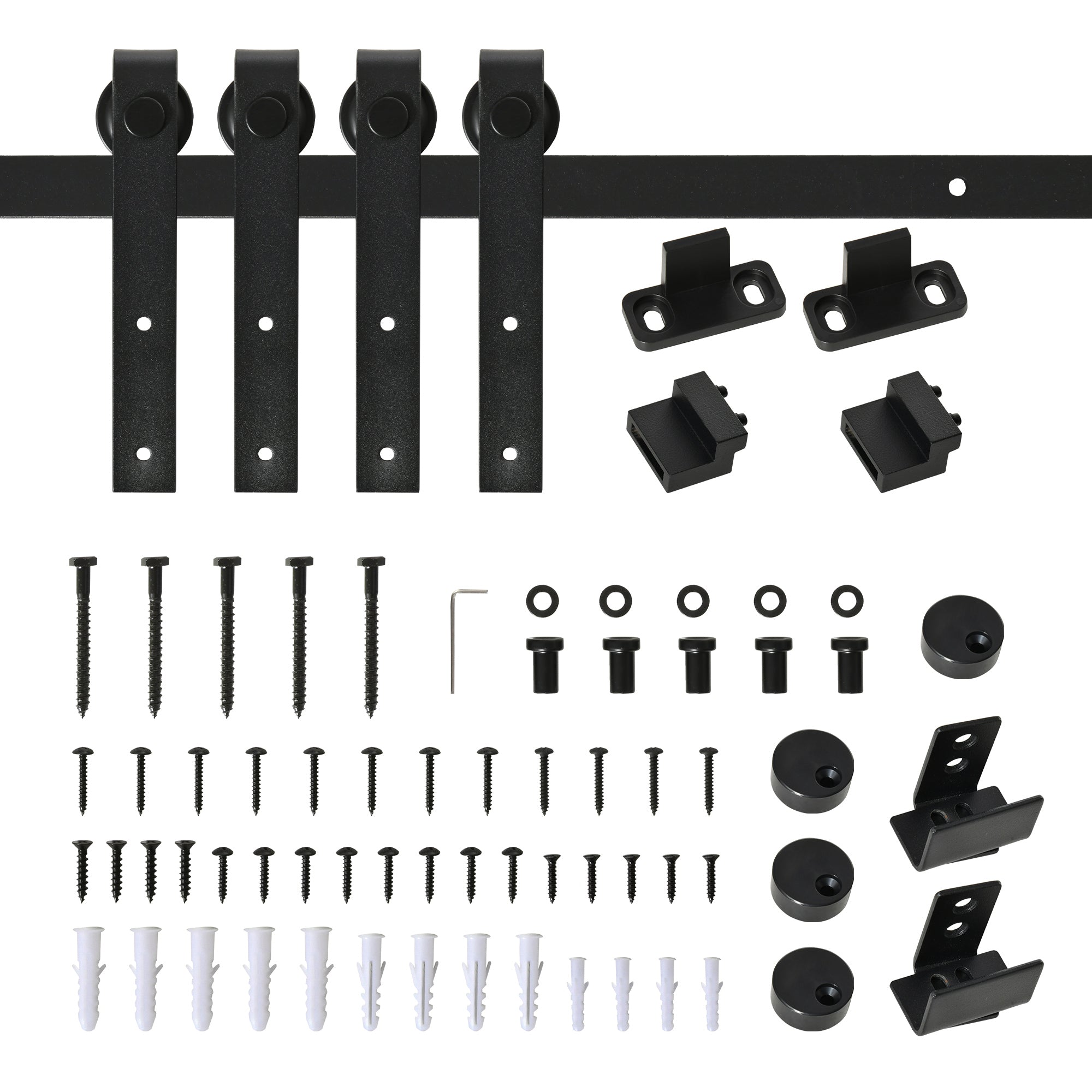 HOMCOM 6.6FT Mini Barn Door Hardware Kit, Sliding Barn Door Cabinet Hardware Kit for 19.5"W Double Doors, Black 