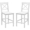 Counter Height Stools Set of 2, Farmhouse Bar Stools with Backs, Solid Wood Counter Stools for Kitchen Island White