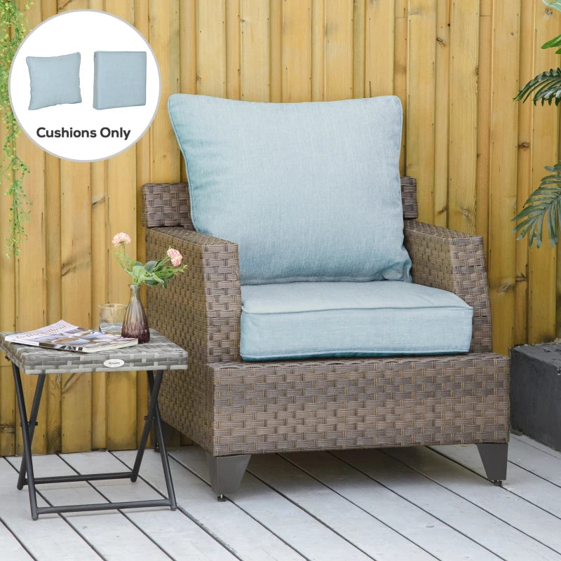 Patio Chair Cushions, Thick Deep Seat Outdoor Seat Cushion with Back Cushion, Light Blue