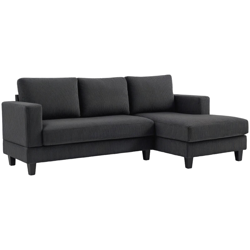 L Shaped Couch, L Shape Sofa with Chaise Lounge and Spring Cushion for Living Room, Bedroom, Grey