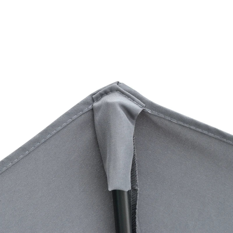 6.6 x 6ft Half Patio Umbrella Outdoor Parasol with Double-Sided Canopy, Crank Handle, Base for Garden, Balcony, Grey