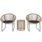 Outdoor Bistro Set, 3 Piece Wicker Patio Furniture Set with 2 Chairs and Glass-Top Table, Natural Wood