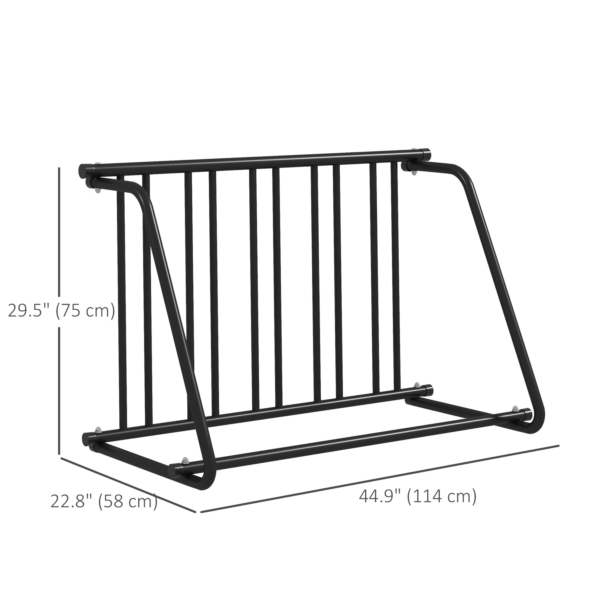 Soozier All-Steel Bike Rack, 45" Bike Stand, 3-Bike Capacity, Single-Side, for Garages Streets Yards Schools 