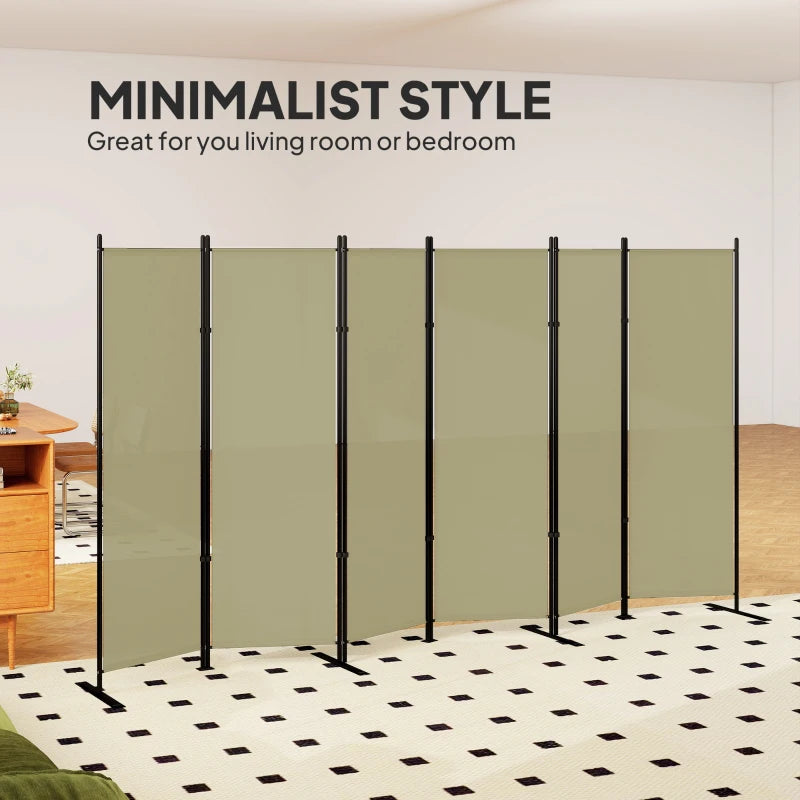 6 Panel Room Divider, 6 Ft Folding Privacy Screen, Portable Freestanding Partition Wall Divider, Beige