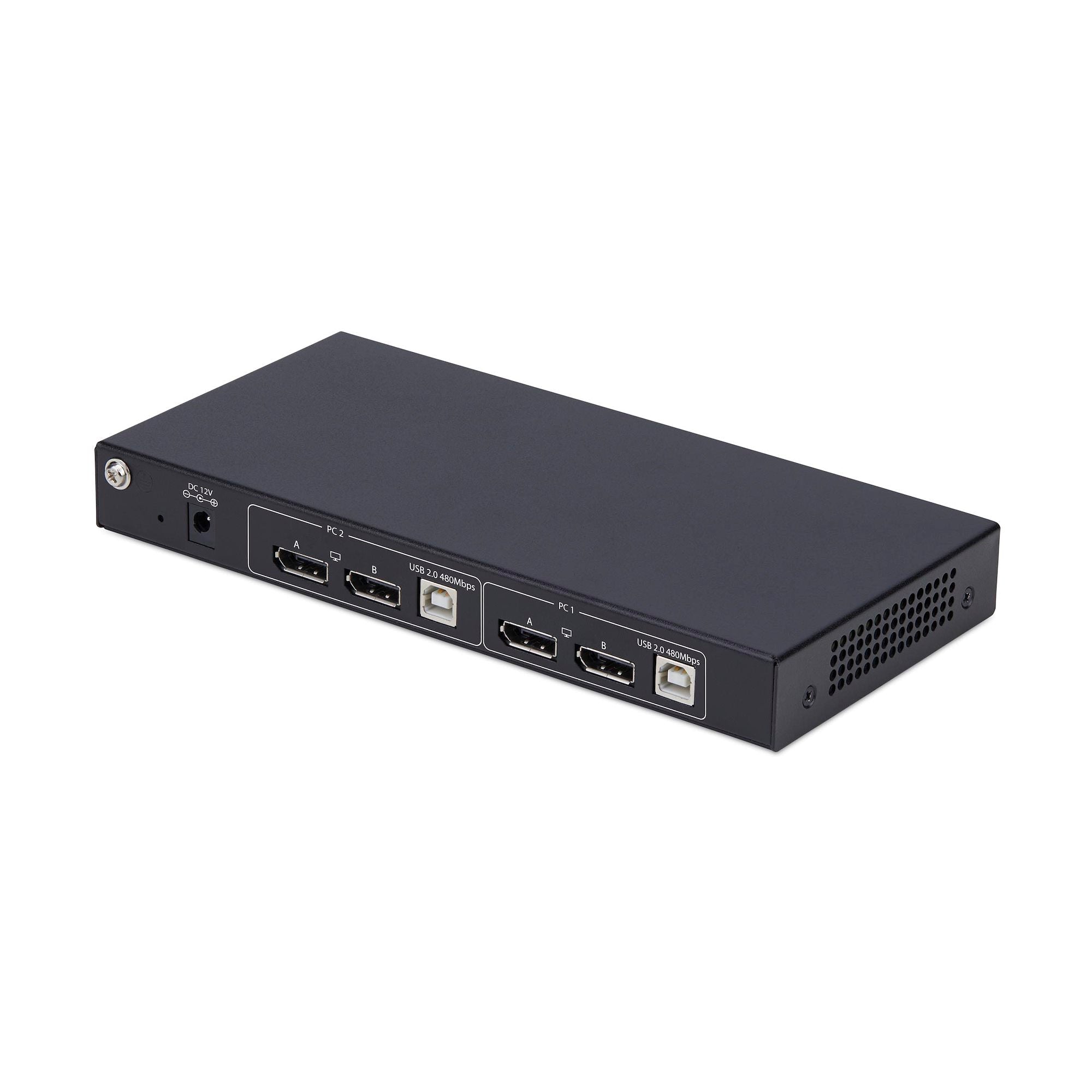 2-Port Dual-Monitor DisplayPort KVM Switch with Dual View Video Matrix, 4K 60Hz, 4x USB Hub Ports, Hotkey Switching, DP 1.2 Matrix KVM, TAA Compliant 