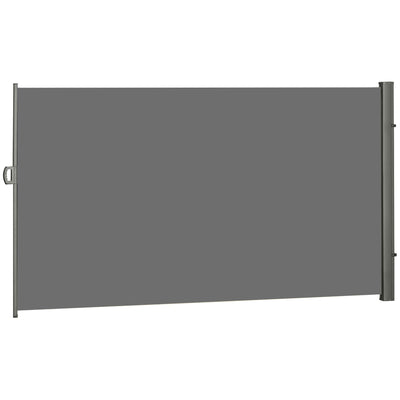 Outsunny 118" x 79"  Outdoor Folding Privacy Screen Retractable Side Awning Patio with Resistance to UV Rays and Wind Light Grey 