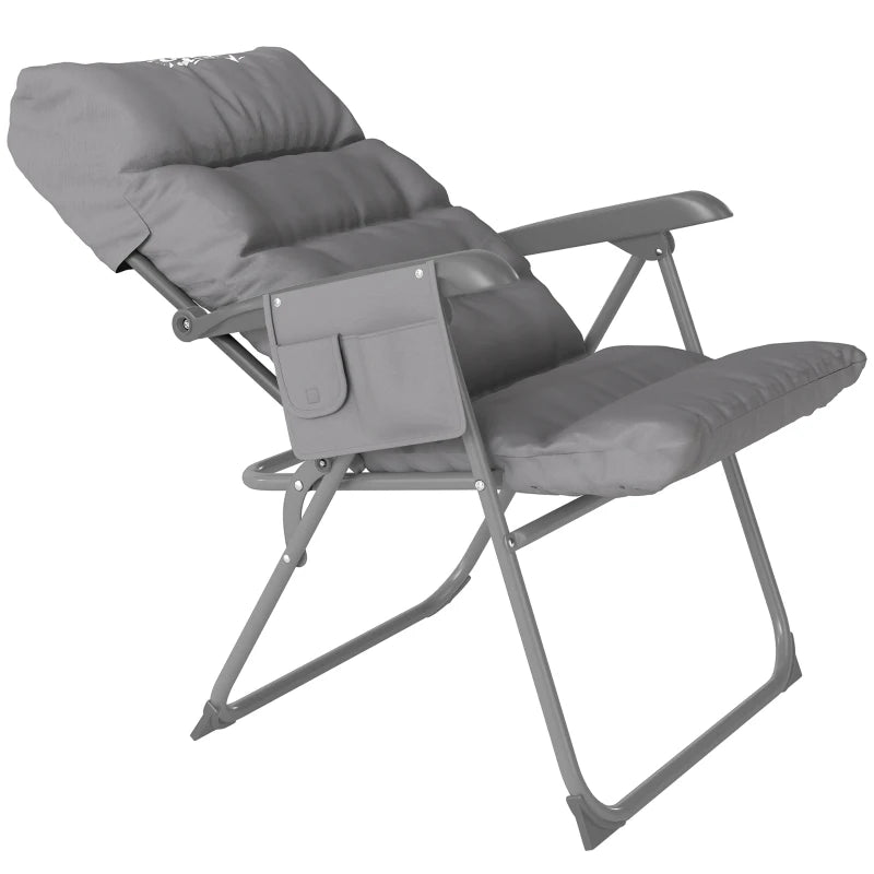 5-Level Reclining Camping Chair, Adjustable High Back Camping Chair with Side Pockets, Compact Camping Chair for Adults